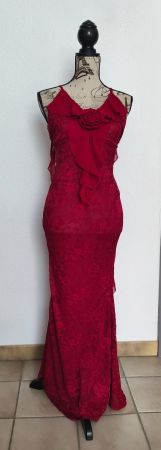 Robe de soirée rouge longue dentelle taille S