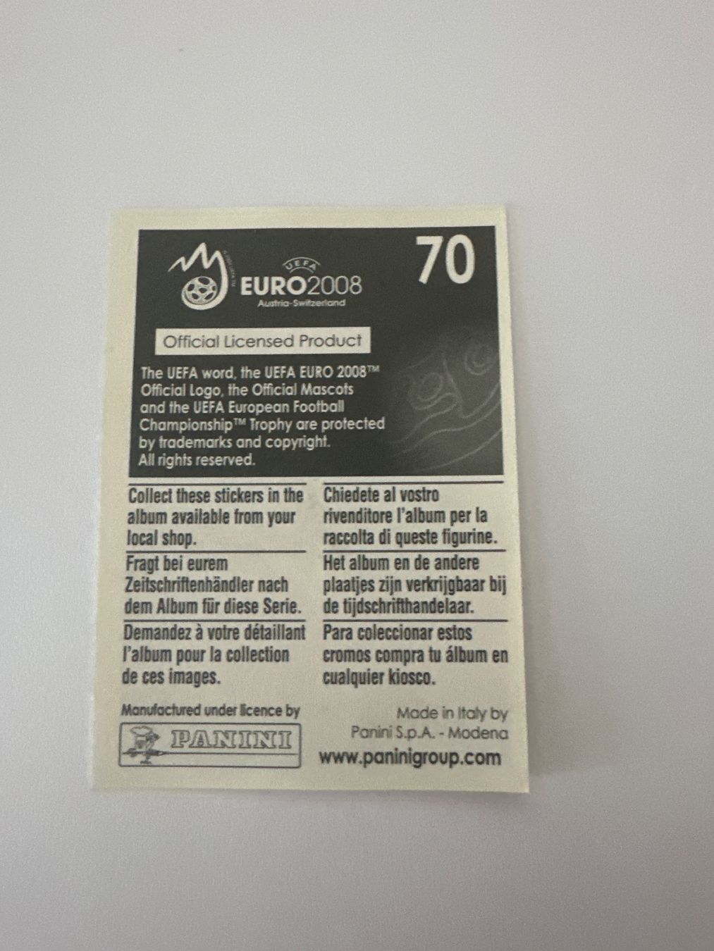 Panini Cartes à collectionner: Panini UEFA EM 2008 Sticker - Nr. 70 – D'occasion à Sulz AG par DealWerk 1