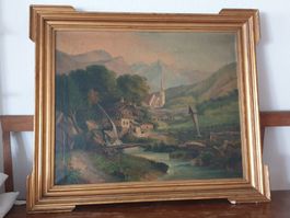 Bild / Ölgemälde von A. Lehner: "Mühle"