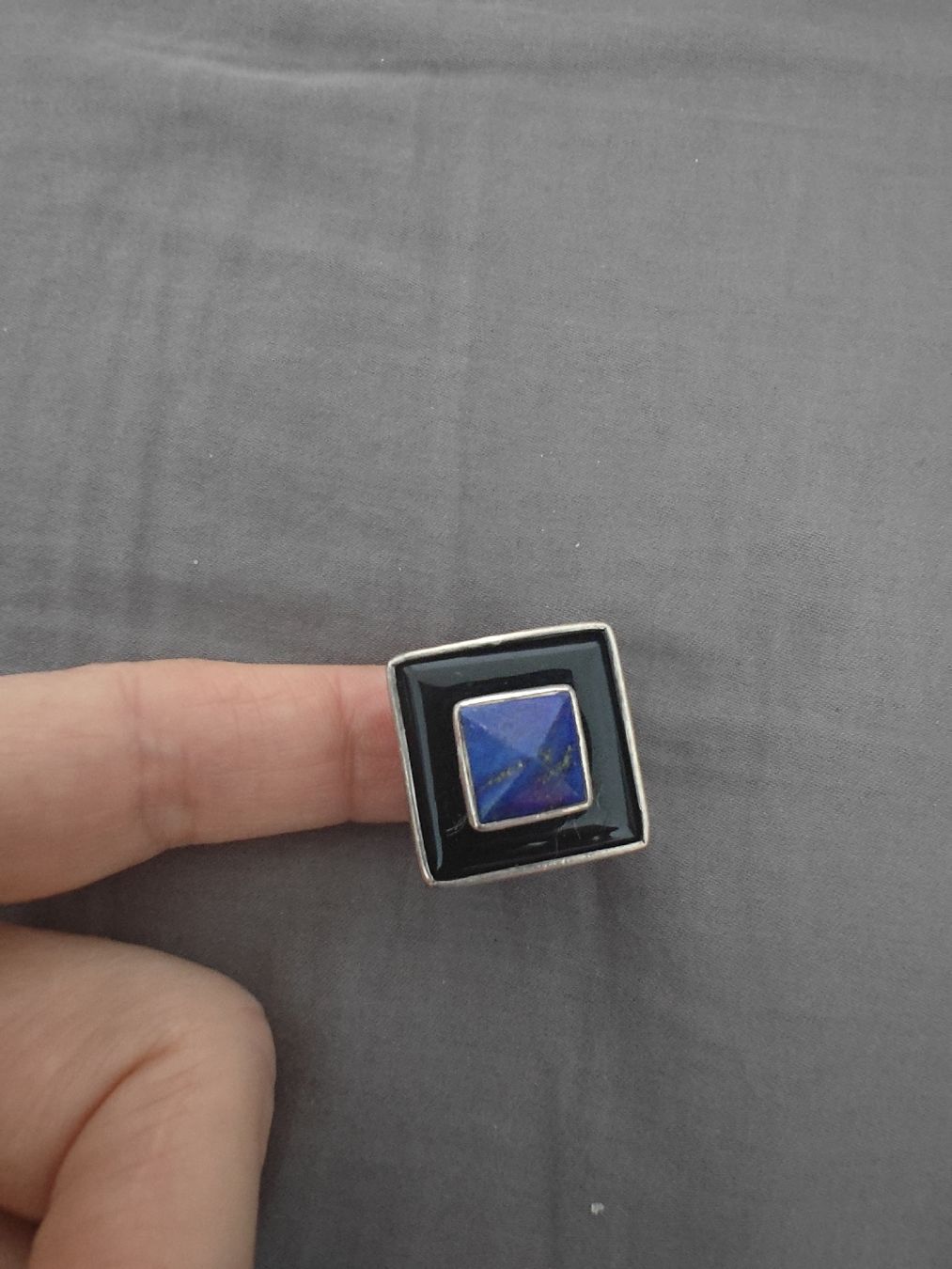 Anelli: Silber Ring blau schwarz 57' – Usato da Menzingen venduto da tschey-tschey