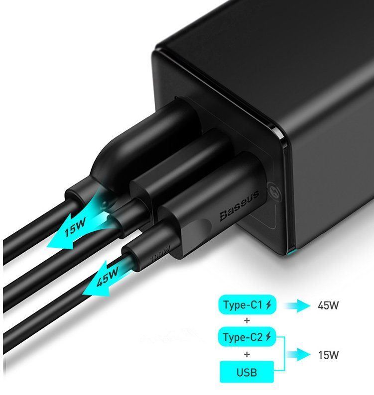 Baseus Caricabatterie: Baseus GaN Chargeur rapide 65W iphone 15 macbook – Nuovo e nell'imballaggio originale da Morges venduto da DigiAC 3