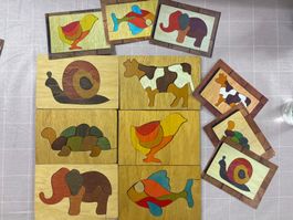 10 gebrauchte Holzpuzzle, 15x 9,5 cm,