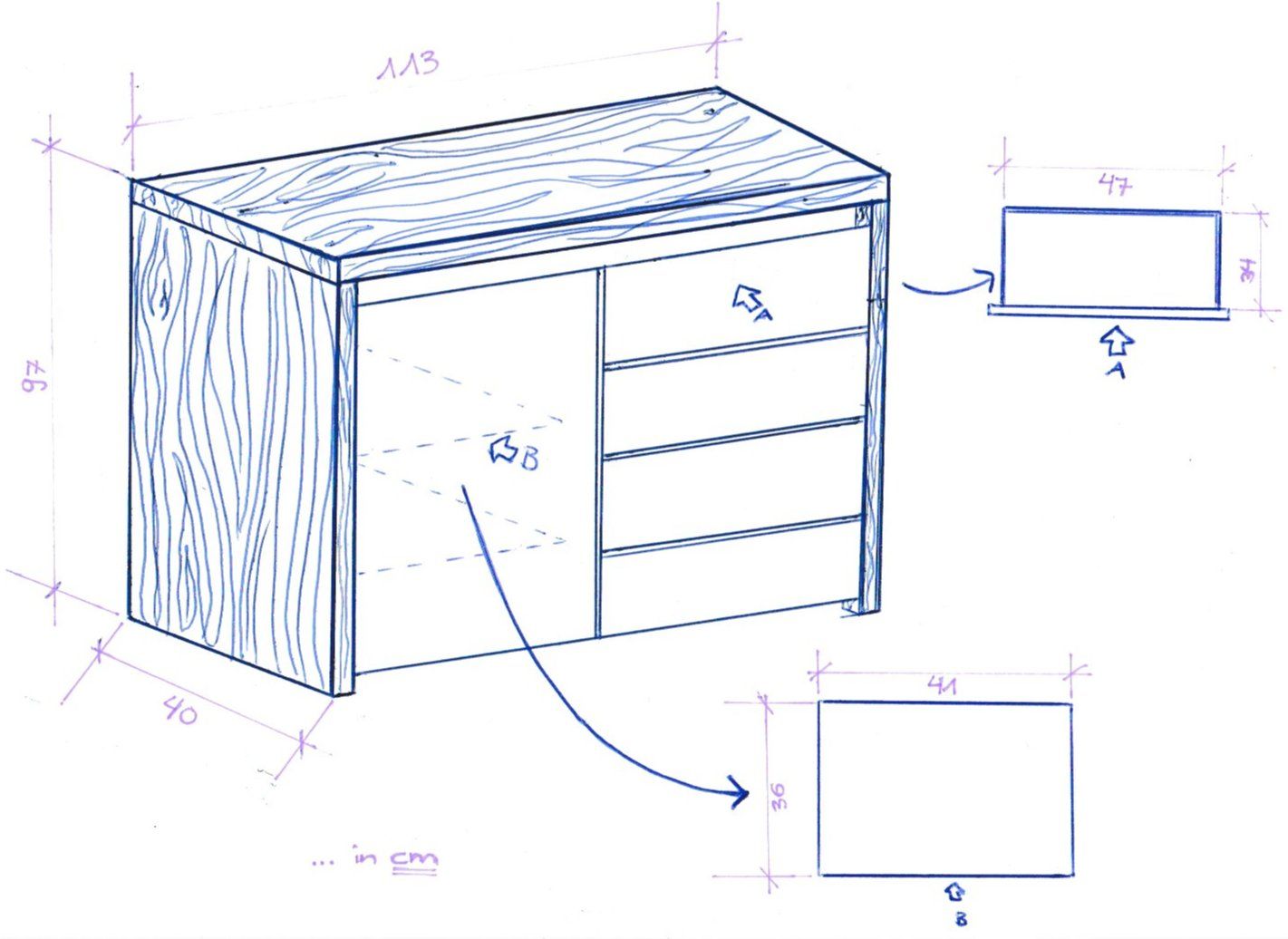 Cassettiere: Kommode mit Schubladen – Usato da Worb venduto da Excalire 4