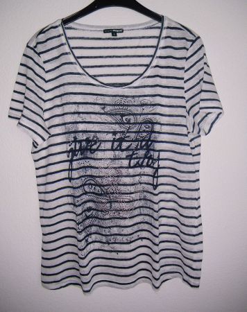 Stretch - Strickshirt, Weiss/Blau, Gr. S * Vögele * NEU
