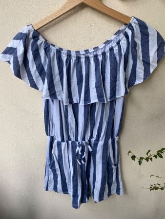 Combishort à rayures bleues et blanches taille M