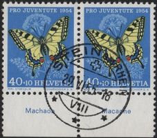 40 Rp. PJ Paar 1954 mit TAB (Machaon + Macaone)