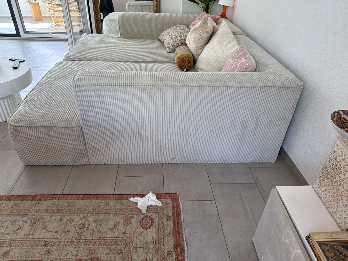 Livique Sofas: Ecksofa hellgrau Rillen cordiger Stoff Zustand gut – Neu (gemäss Beschreibung) aus Zürich von pascalmattmann 3