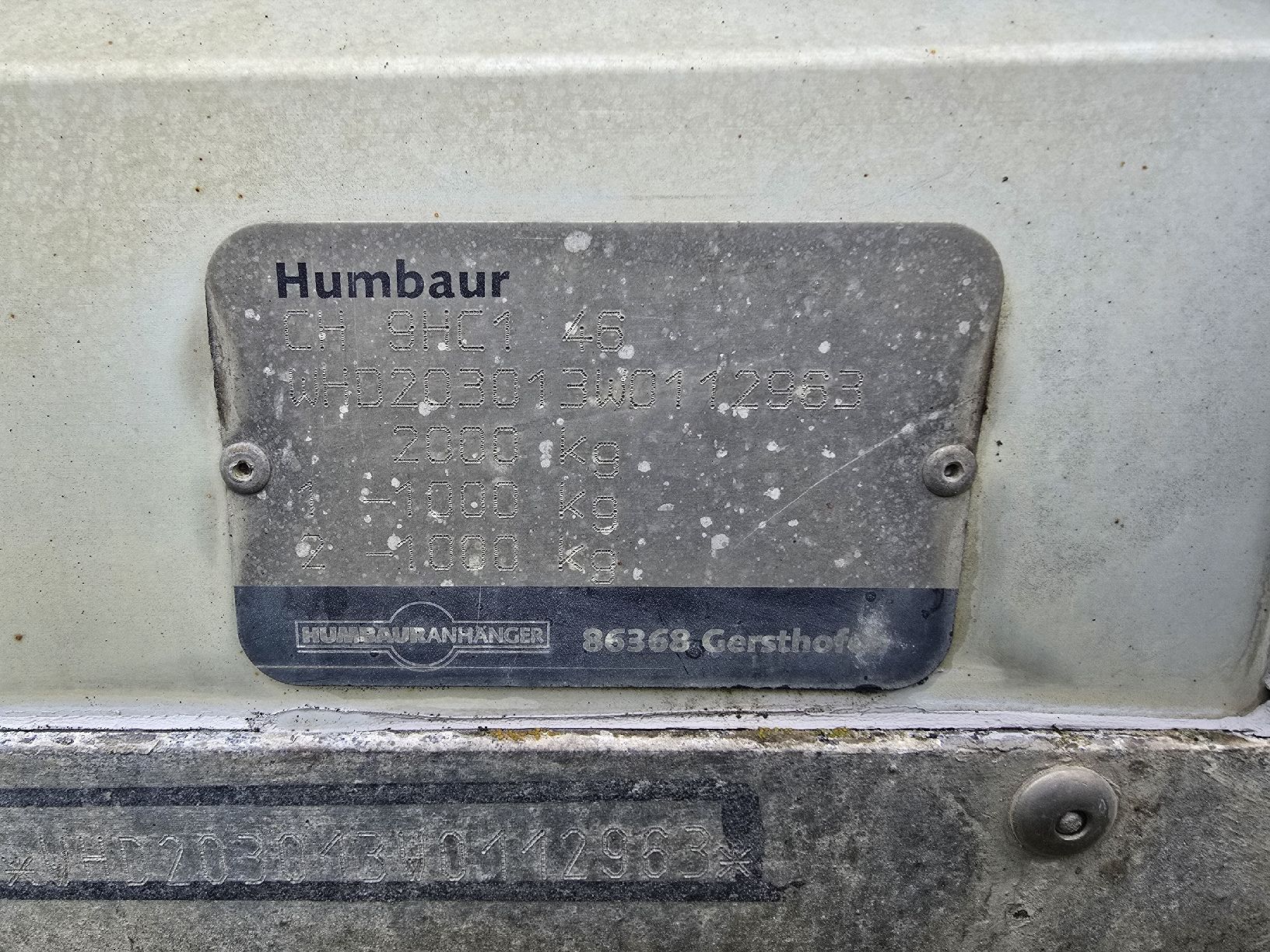 Parti ricambio per rimorchio: Anhänger Humbaur HS 200 mit Verdeck Grau – Usato da Aarberg venduto da 2002stefan 6