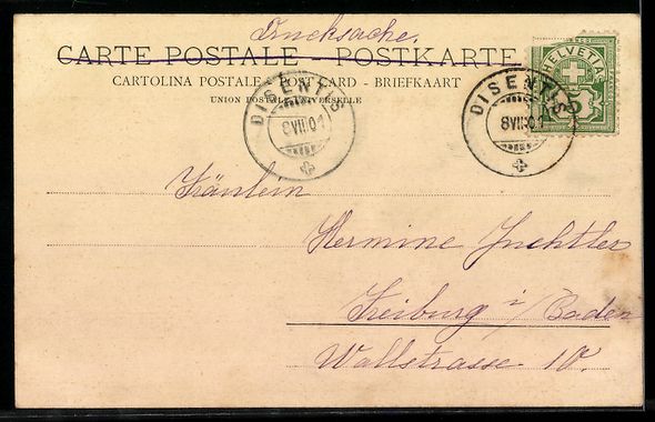 Cartoline postali: AK Disentis, Teilansicht mit Kirche – Usato da Berlin venduto da bartko-reher 1