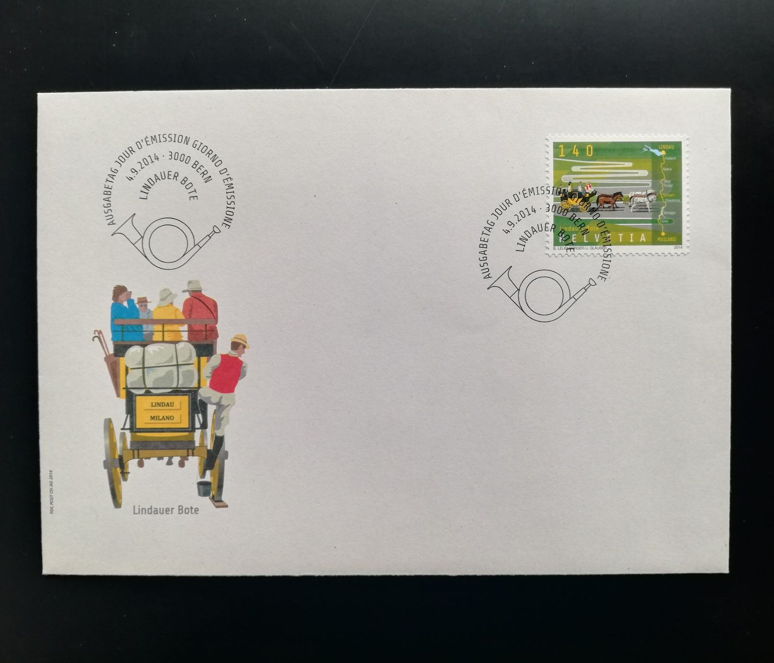 Tutti i francobolli: Schweiz FDC Sondermarke Lindauer Bote 2014 – Usato da Gümligen venduto da Fairseriver