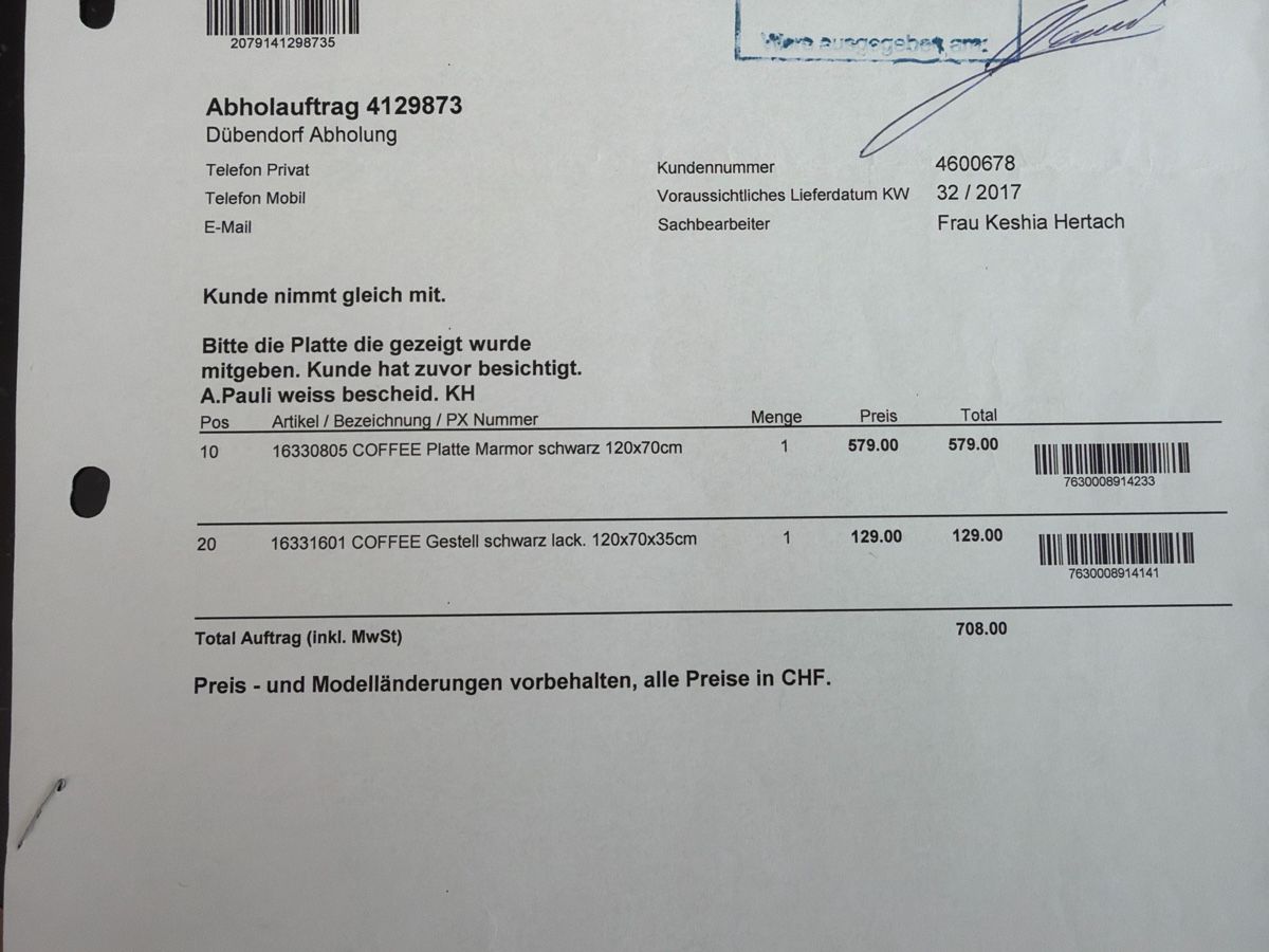 Tische: Couchtisch Marmor schwarz Metallgestell – Gebraucht aus Winterthur von saram26 3
