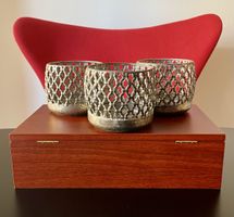 3er Set Metall Kräuter-Blumenübertöpfe Garten Vintage Deko 