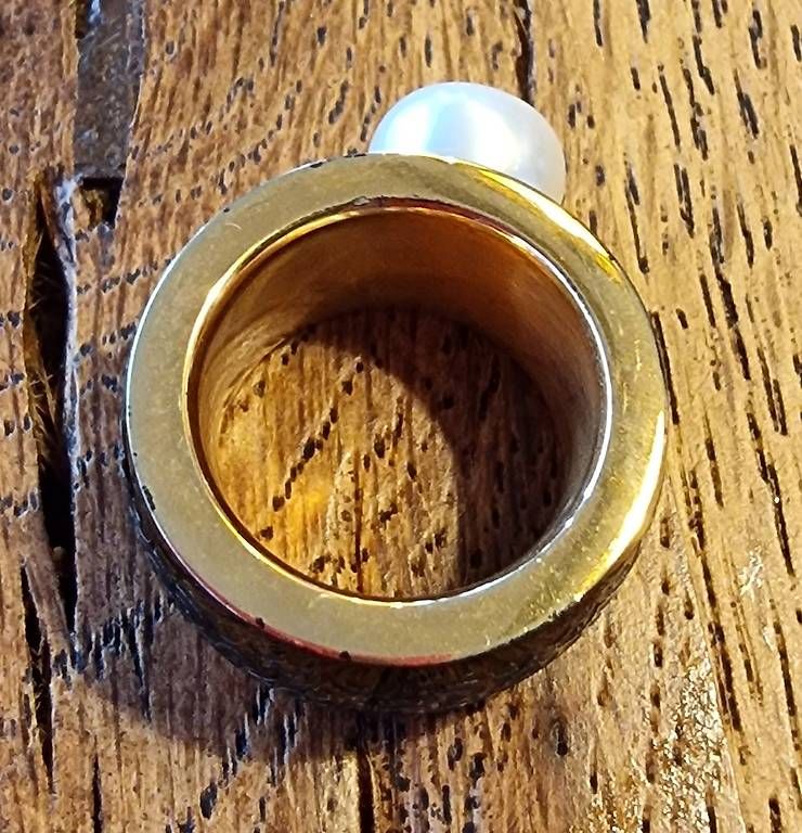 Anelli: Edelstahlring mit Muster und Perle – Nuovo (secondo la descrizione) da Bern venduto da Ssra 4