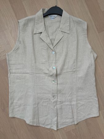 Damen Weste beige Grösse XL Leinen Baumwolle