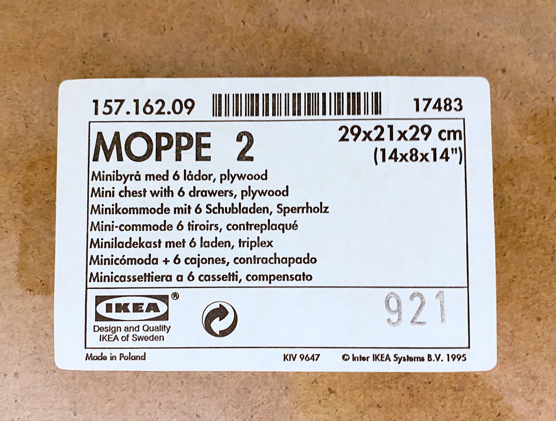 Articoli in legno: Minikommode mit 6 Schubladen, Sperrholz – Nuovo e nell'imballaggio originale da Murten venduto da mausjoga 3