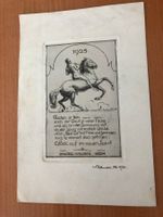 Radierung Walter Hauser 1924 Neujahrsgruss
