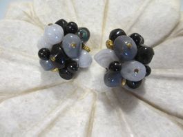 Elegante Vintage Ohrclips in Schwarz & Grau!