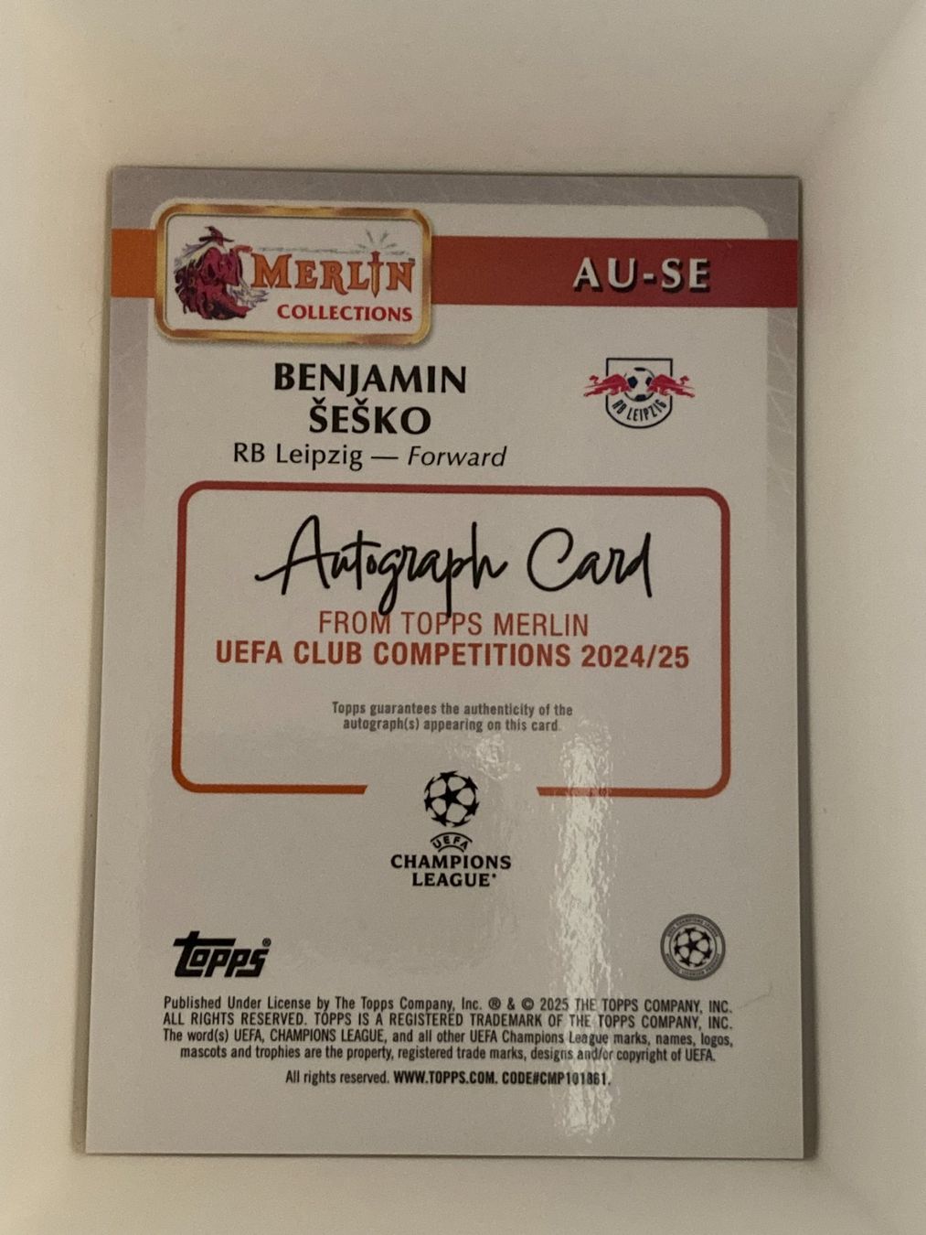 Topps Carte collezionabili: Topps Merlin UEFA 2024-25 - Benjamin Sesko Auto /125 – Nuovo (secondo la descrizione) da La Tour-de-Peilz venduto da Tyalos_Cards 1