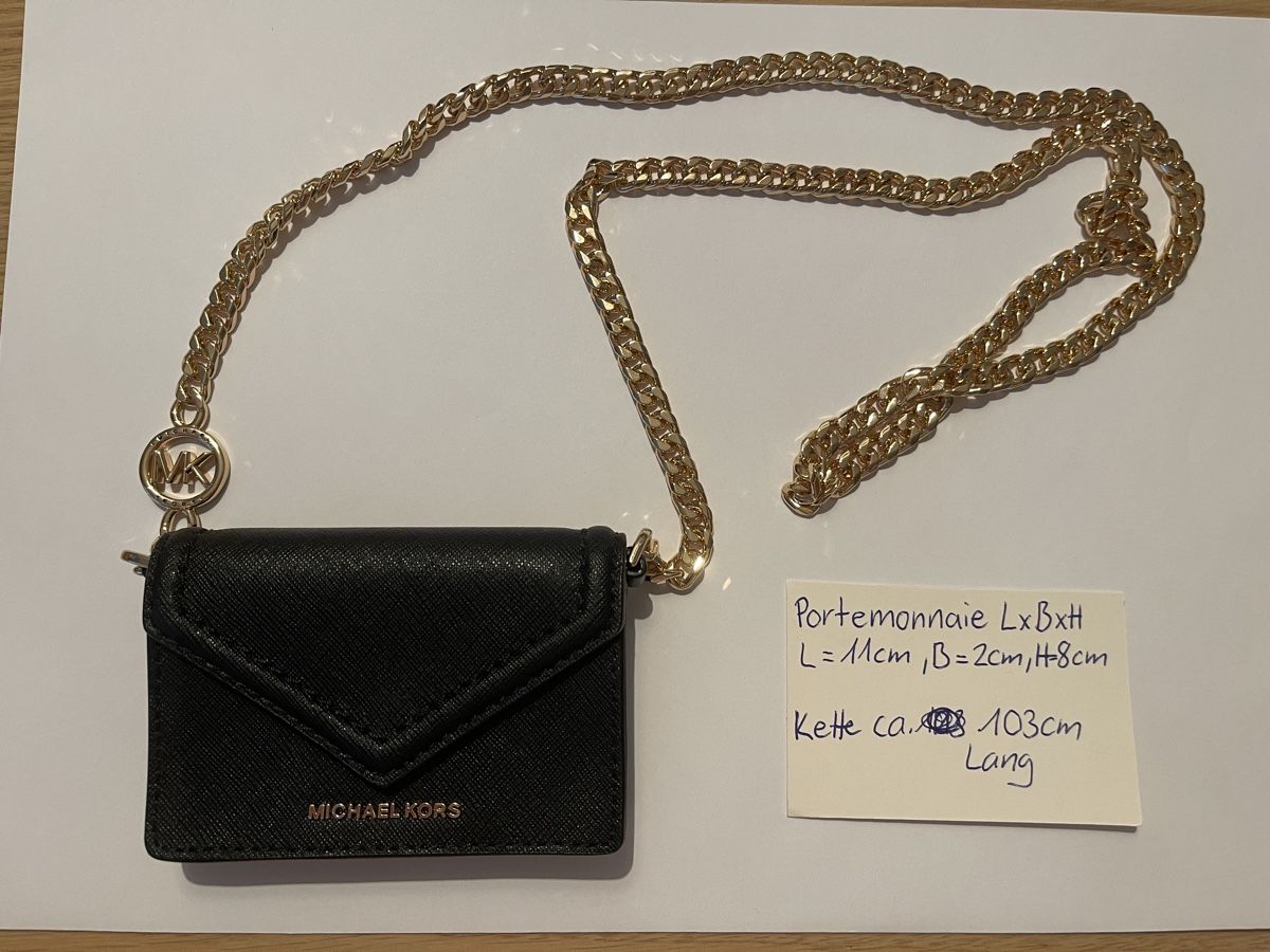 Michael Kors Portafogli: Michael Kors Münzen oder Karten Portmonee Schwarz/Gold – Nuovo e nell'imballaggio originale da Schlieren venduto da Flamingo_blume