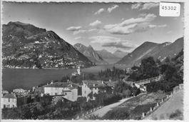 Monte Bre e sfondo di Porlezza - Stempel: Lugano Fiera svizz