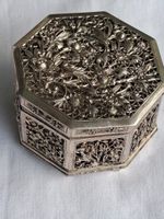 Antike Asiatische echt Silber Schmuckdose um 1900 Jh. 115 gr