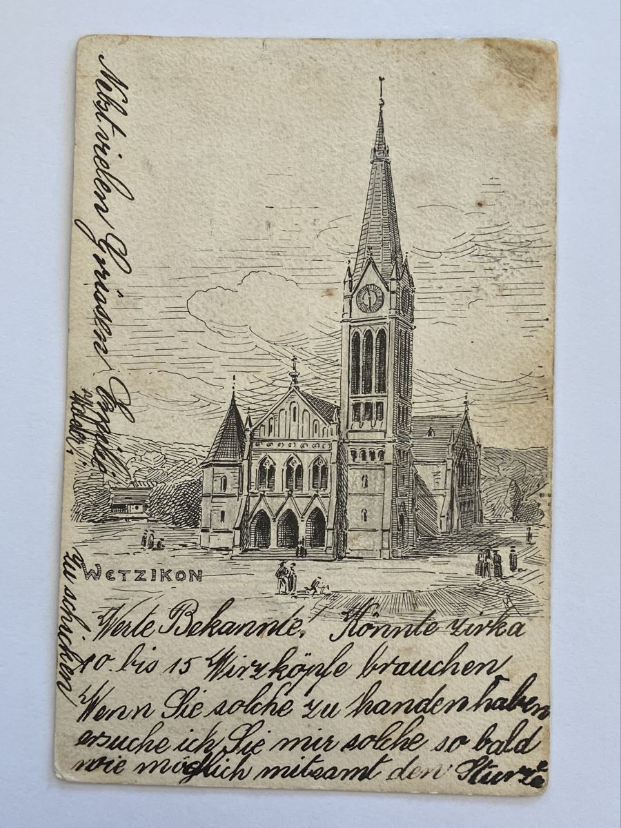Cartoline postali: Alte Ansichtskarte Wetzikon, Kirche – Usato da Bauma venduto da Baumer71