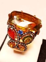 Verspieltes Statement Ring mit Zitrin und Edelsteinen