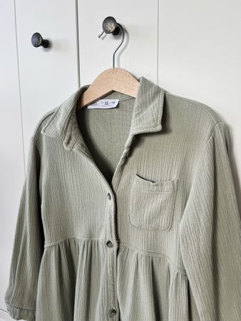 Zara 110 Kleid grün Hemdkleid