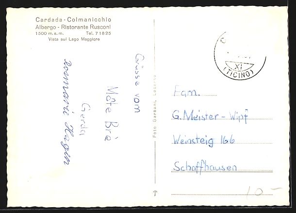 Cartoline postali: Cardada-Colmanicchio, Albergo-Ristorante – Usato da Berlin venduto da bartko-reher 1
