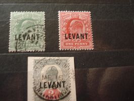 4 alte Marken Grossbritannien, Überdruck Levant */o