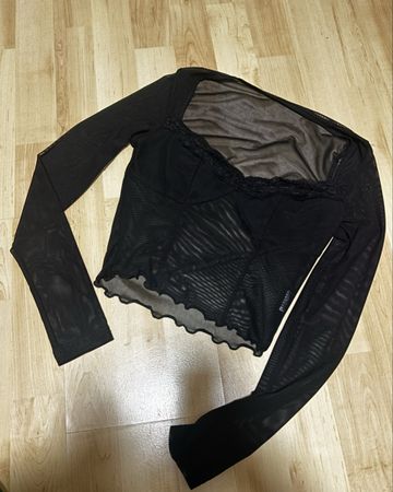 Mesh Top y2k Schwarz Gr. S