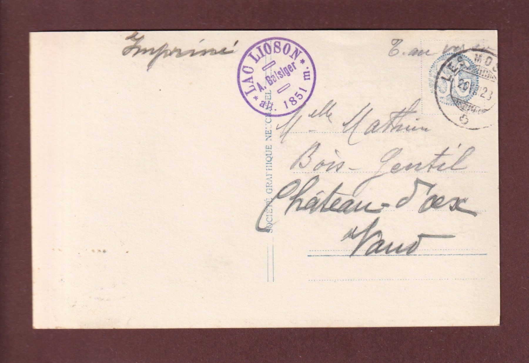 Ansichtskarten: LAC LIOSON - 1928 – Gebraucht aus Pully von nicecards 1