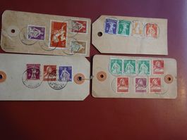 AB 24.IX.19., 4 PAKETANHÄNGER,  MIT JEWEILS MEHEREN MARKEN