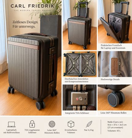 Carl Friedrik: Neuwertiger Reise Trolley Koffer