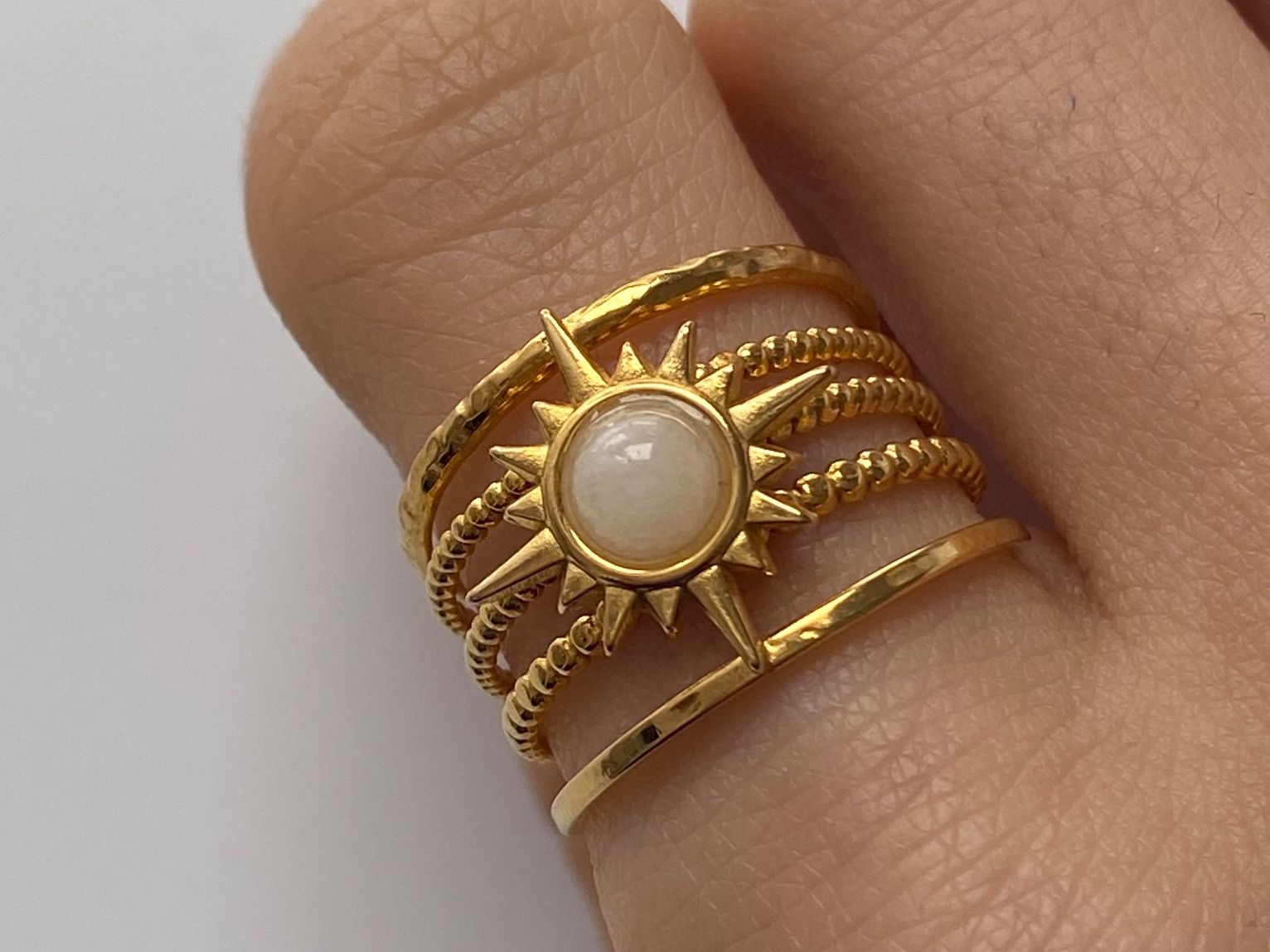 Ringe: 18KGP Mondstein Sonne Ring – Neu (gemäss Beschreibung) aus Givisiez von dor_xb9k