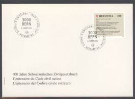 2012, FDC, 100 Jahre Schweizerisches Zivilgesetzb (Nr. 1422)