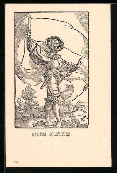 Cartoline postali: Litho Kanton Solothurn, Schweizer Soldat – Usato da Berlin venduto da bartko-reher