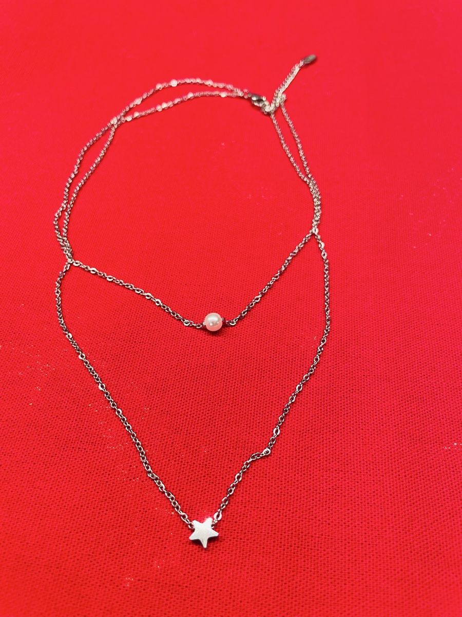 Catenine: Doppelkette versilberter Edelstahl mit Kunstperle – Nuovo (secondo la descrizione) da Appenzell venduto da sonnegarte 3