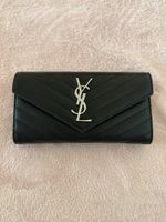 Portemonnaie Saint Laurent schwarz Leder Chevron Klappe Reis