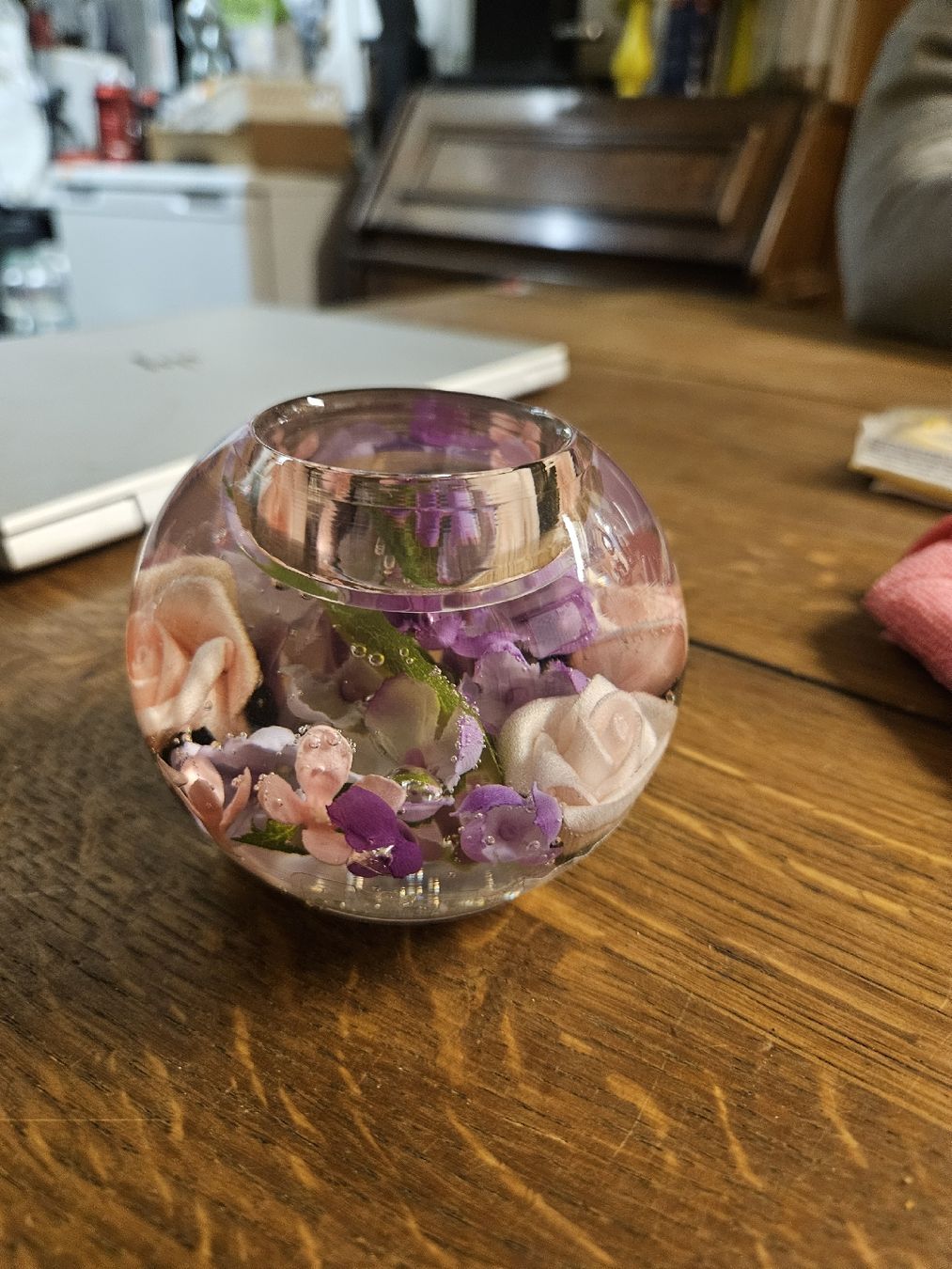 Kerzenständer: Romantisches Teelicht Glas mit Blumen (I) – Gebraucht aus Rorschach von TimelessTrading 2