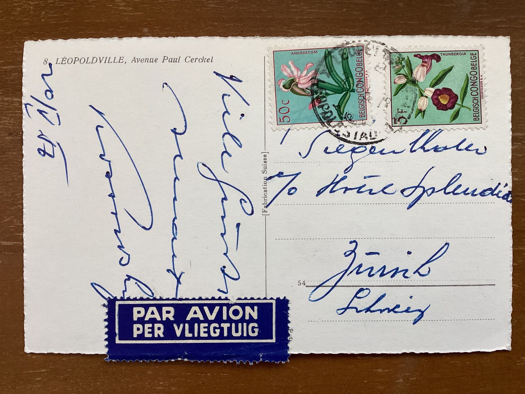 Cartoline postali: AK Léopoldville 1957 – Usato da Zürich venduto da Tolima194 1