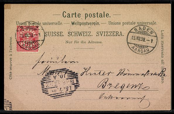 Cartes postales: Lithographie Baden, Flusspartie – D'occasion à Berlin par bartko-reher 1