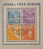 Briefmarkenblock NABA 1934 Zürich gestempeltes ET ●104