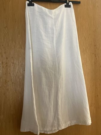 Pure Lino Summer Skirt White