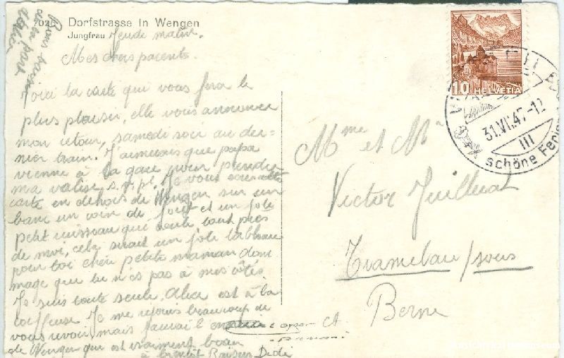 Cartoline postali: Wengen - Dorfstrasse + 1947 – Usato da Emmenbrücke venduto da teestube 1