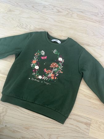 C & A Pulli, Grösse 110, Dunkelgrün mit Pilz-Motiv