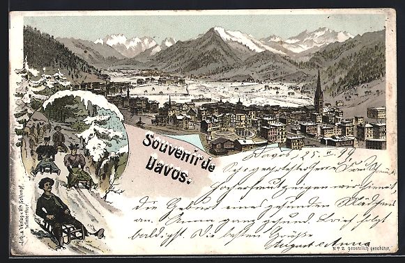 Cartoline postali: Litho Davos, Winterlich verschneite Tota – Usato da Berlin venduto da bartko-reher