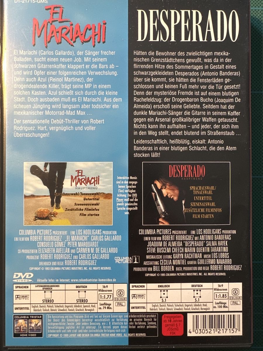 Alle DVDs: DVD EL MARIACHI & DESPERADO – Gebraucht aus Zürich von ape_gb8z 1