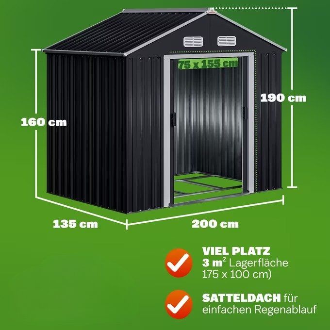 Gartenhaus für Geräte und Werkzeuge 196x132x188cm (innen) 3