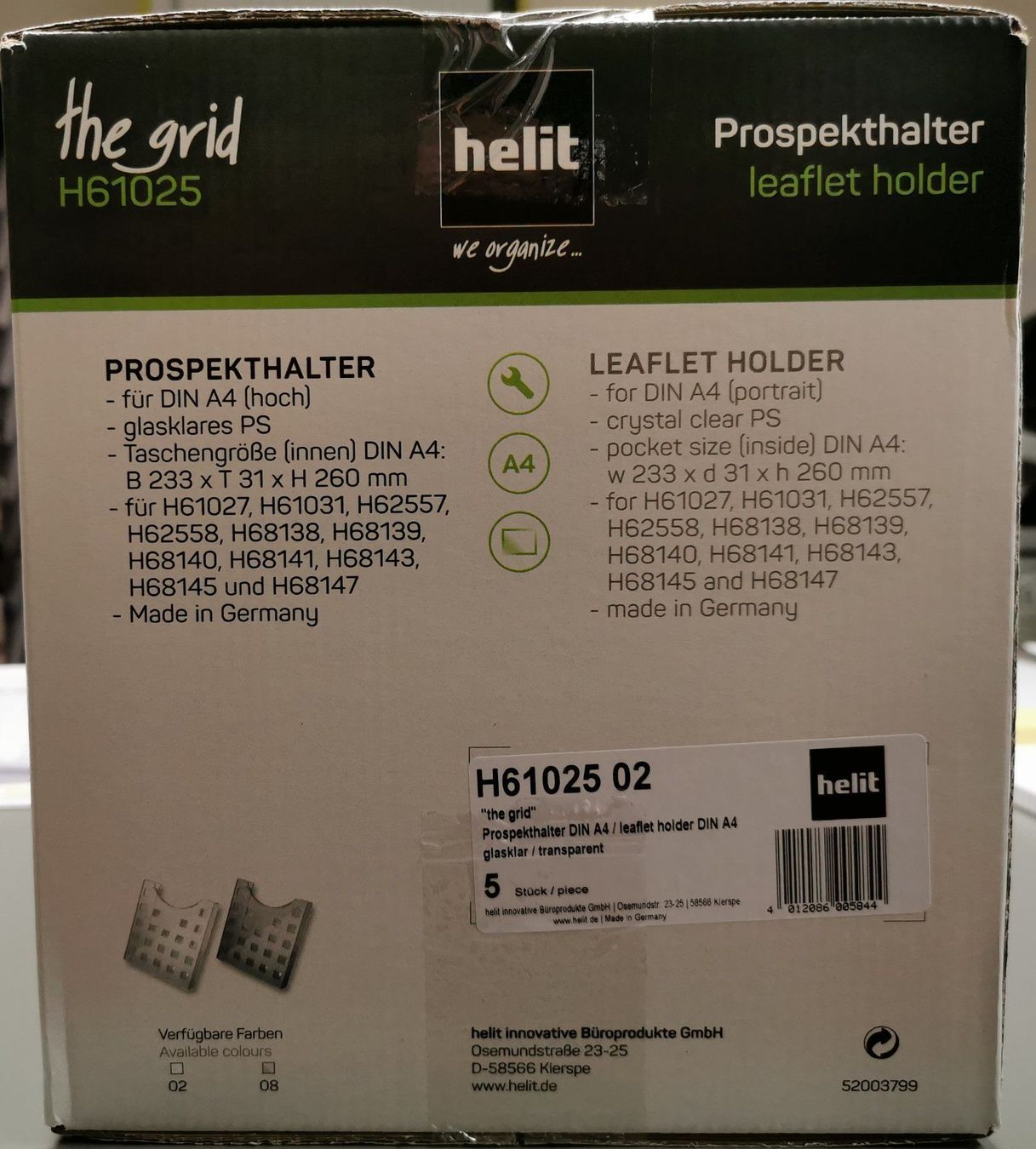 Supporti a parete: Prospekthalter Helit H61025 glasklar – Nuovo e nell'imballaggio originale da Kirchberg SG venduto da Wrg1 2